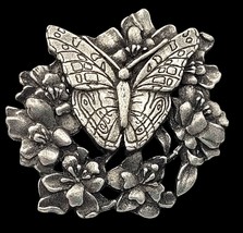 Birds &amp; Blooms Limited Edition Butterfly &amp; Blossoms Pewter Metal Brooch ... - £10.98 GBP