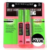 Maybelline Great Lash 502 101 Very Black &amp; Great Lash Big 130 Blackest Black - £16.81 GBP