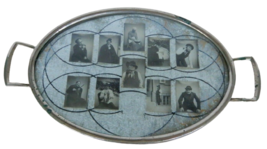 Vtg Silver Tone Small Tray w/ Pictures Actor Headshots in Costume Unique... - $19.99