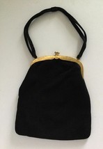 Jane Shilton Productions England Vintage Black Suede Gold Hardware Bag - £39.30 GBP