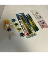 Vintage Sailor Moon Collectibles Lot 3 Super Wave Pens 4 Coins 1 Mini Doll - $24.70
