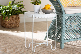 Lapis White Metal Side Table with Scalloped Tray Top - $605.87 MXN