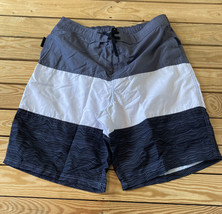 tsla NWT Men’s stripe swim shorts size XL black grey R11 - $16.84