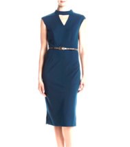 NEW CONNECTED BLUE TEAL CAREER BELTED SHEATH MIDI DRESS SIZE 16 $89 - £48.81 GBP