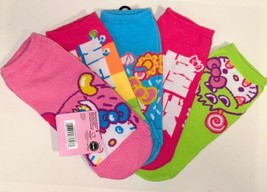 Sanrio Womens Hello Kitty No Show Socks 5 Pairs Pink Blue Green Size 4-10 - £23.94 GBP