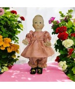 Vtg AOM 310 Bisque Repro Armand Marseille German Jointed Doll Pink Outfi... - $27.93