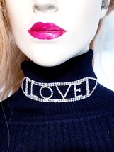 Love Choker Necklace, Rhinestone Statement Necklace, Bridesmaid Pageant Jewelry, - £35.07 GBP