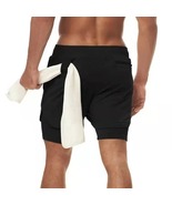 Men Running Shorts 2 In 1 Double-deck Sport Gym Fitness Jogging Pants, B... - £10.26 GBP