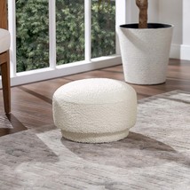 Fuji Ivory White Boucle Mushroom Footstool Ottoman - $82.99