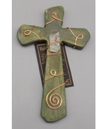 Raku Cross Jeremy Diller Signed Iridescent Wall Hanging Art Pottery Cruc... - $21.29