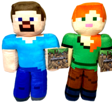 Set of 2 Plush Toys Minecraft Alex &amp; Steve 9 Inch . NWT . Soft - $17.63