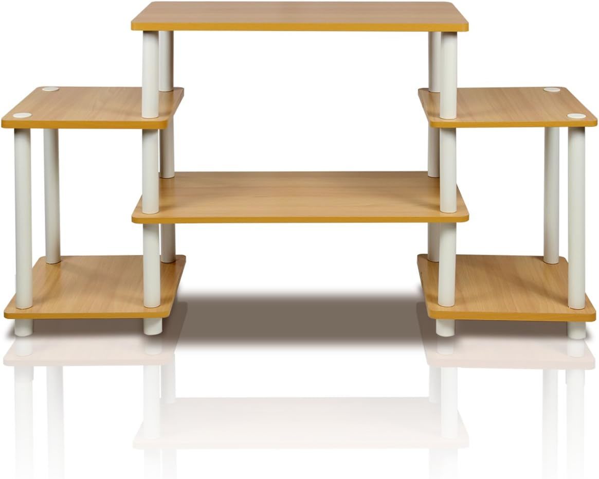 Turn-N-Tube Tv Stands, Beech/White, From Furinno, Require No Tools For - $47.94