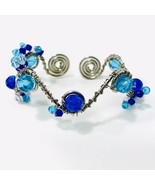 Artist Handmade Wrapped Silver Wire Blue Multi Bead Coil Caps Bendable B... - $379.83 MXN
