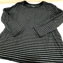 Lane Bryant Shirt Womens Size 14 16 Black Striped Stretch Cotton Spandex - £10.68 GBP