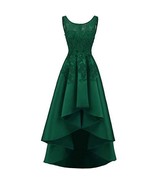 Kivary Illusion Beaded Lace High Low Prom Gown Homecoming Dress Emerald ... - £70.59 GBP