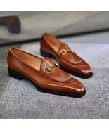 Handmade Mens tan brown calf leather moccasins, Mens penny loafer, Shoes... - $167.30+