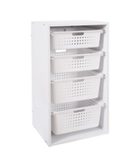 Kids Sliding Bin Organizer with 4 Storage Bins, White, Age 3+ - $90.27