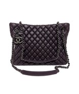New Chanel Plum Small Shopping Quilted leather Tote Crossbody - £1,770.90 GBP