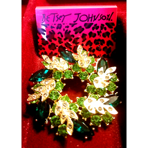 Vintage gold and green rhinestone brooch - £13.98 GBP