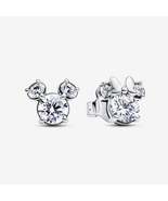 925 Silver Disney Mickey Mouse &amp; Minnie Mouse Sparkling Stud Earrings 29... - £12.94 GBP