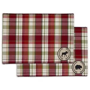New Lodge Cabin Moose Bear 100% Cotton Reversible Placemats Set Of 2 - £13.90 GBP