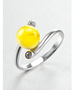 Amber ring, white* 925 sterling silver, stamped * Natural Baltic amber - $30.00