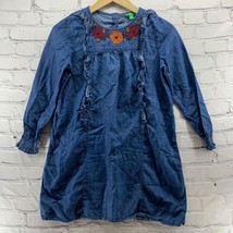 Dip Denim Dress Girls Sz L 12-14 Floral Embroidery - £7.91 GBP