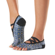 TOESOX Womens Yoga Socks Elle Half Toe Grip Villa Pattern Size Medium $24 - NIP - £7.18 GBP