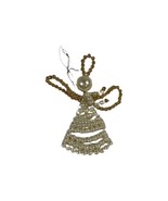 Vintage hand-made Beaded Angel Christmas Tree Ornament Faux Pearl - $130.66 MXN