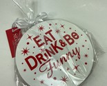 Demdaco Red White HolidayChristmas  4&quot; Round Drink Coasters - £3.54 GBP