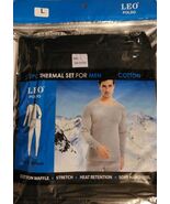 Leo Poldo 2pc Thermal set for men cotton waffle stretch heat retention S... - $19.79