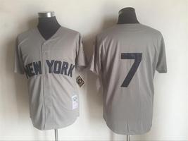 Yankees #7 Mickey Mantle Jersey Old Style Uniform Gray - £35.85 GBP