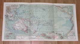 1912 Antique Map Of Oc EAN Ia Pacific German Colonies Hawaii Honolulu Inset Map - $27.47