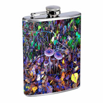 Groovy Trippy Mushrooms D9 Flask 8oz Stainless Steel Hip Drinking Whiskey - £11.83 GBP
