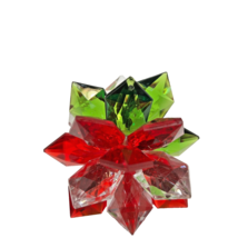 Vintage Christmas Prism 3D Star Acrylic Ornament Suncatcher Red Green Cl... - $23.49