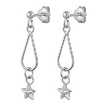 Trendy Teardrop and Mini Cosmic Star Sterling Silver Post Drop Earrings - £10.11 GBP