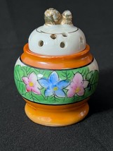 Vintage Japanese Orange Luster Incense Burner with Hand Painted Flowers - £7.82 GBP