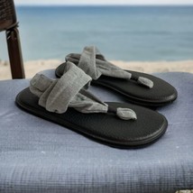 Sanuk Women Sandals Size 8 US/39 EU Flip-Flops Yoga Sling Black Gray Shoe - £18.42 GBP