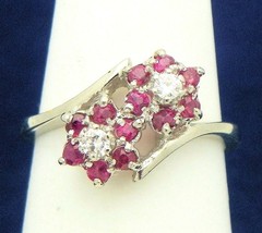 Red Spinel &amp; Diamond Accents Ring Real Solid 10 Kw Gold 2.6 G Size 5.75 - £117.86 GBP