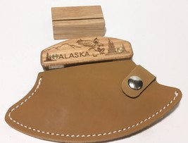 Handmade in Alaska Eagle Fly BIRCH Handle Ulu Knife With Handmade Leathe... - $49.48