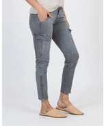BB Dakota Women Cargo Skinny Pants Vintage Gray SZ 6 Ankle Zip Moto - $37.84 CAD