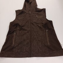 Zenergy by Chico's RN#79984 Women's Brown Full Zip Hooded Vest Pockets Size 2 image 12