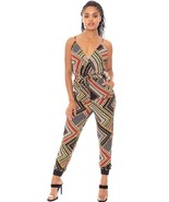 Women&#39;s Boarder Print Wrap Drawstring Waist Jumpsuit - $48.80 CAD