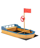 Kids&#39; Pirate Boat Sandbox with Flag and Rudder - Color: Natural - €156,08 EUR