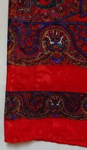 Womans Scarf Floral Paisley Design Red 34 x 42 Art Deco Head Neck Large ... - $27.23