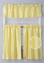 Elegant Home Collection 3 Piece Solid Color Faux Silk Blackout Kitchen, Yellow - £27.59 GBP