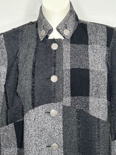 Primary image for Coldwater Creek Jacket Gray Black Plaid Button Front Women's XL Pockets