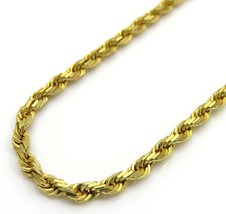 14k Fully Solid Yellow Gold Diamond Cut Rope Chain Necklace Lobster Clasp 20-30&quot; - £316.73 GBP