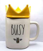 Rae Dunn Magenta Artisan Collection Coffee Cup Mug Crown Lid Busy Bumblebee Nwot - $18.99