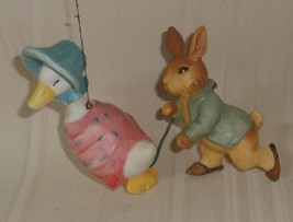 F. Warne Beatrix Potter Peter Rabbit &amp; Mother Goose Anri Ornaments Italy - £19.32 GBP
